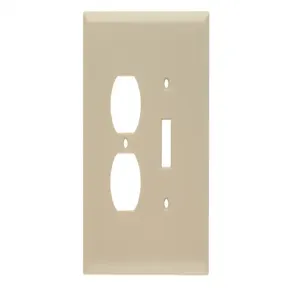 PASS AND SEYMOUR SPO18-I Combination Opening Wall Plate, 1 Toggle Switch And 1 Duplex Receptacle, 2 Gang | CH4BUV