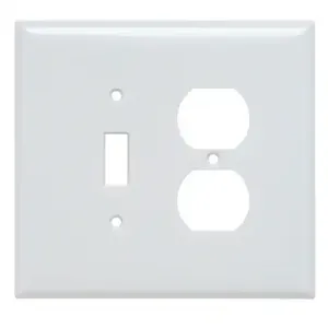 PASS AND SEYMOUR SPO18-W Combination Opening Wall Plate, 1 Toggle Switch And 1 Duplex Receptacle, 2 Gang | CH4BVF