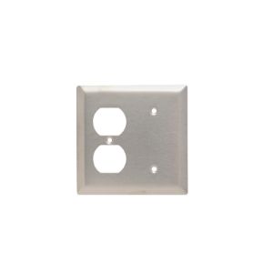 PASS AND SEYMOUR SS148 Combination Opening Wall Plate, 1 Blank And 1 Duplex Receptacle, 2 Gang | CH4BNR