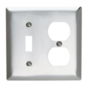 PASS AND SEYMOUR SS18 Combination Opening Wall Plate, 1 Toggle Switch And 1 Duplex Receptacle, 2 Gang | CH4BUG