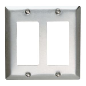 PASS AND SEYMOUR SS262 Decorator Opening Wall Plate, 2 Gang, Edelstahl | CH4CNM