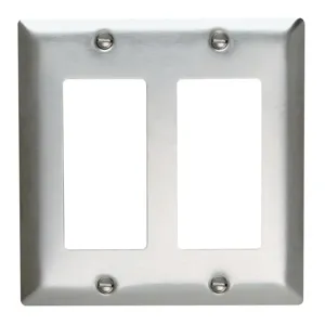 PASS AND SEYMOUR SS262 Decorator Opening Wall Plate, 2 Gang, Stainless Steel | CH4CNM