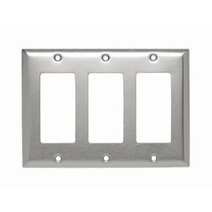 PASS AND SEYMOUR SS263 Decorator Opening Wall Plate, 3 Gang, Stainless Steel | CH4CMM