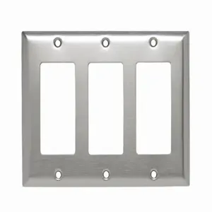 PASS AND SEYMOUR SS263 Decorator Opening Wall Plate, 3 Gang, Stainless Steel | CH4CMM