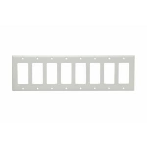 PASS AND SEYMOUR SS268-W Decorator Opening Wall Plate, 8 Gang, Stainless Steel, Painted White | CH4CJC