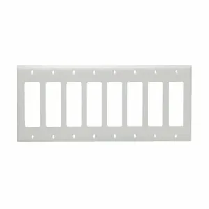 PASS AND SEYMOUR SS268-W Decorator Opening Wall Plate, 8 Gang, Stainless Steel, Painted White | CH4CJC