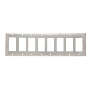 PASS AND SEYMOUR SS268 Decorator Opening Wall Plate, 8 Gang, Stainless Steel | CH4CJA