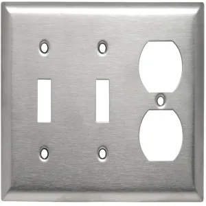 PASS AND SEYMOUR SS28 Combination Opening Wall Plate, 2 Toggle Switch And 1 Duplex Receptacle, 3 Gang | CH4BWP