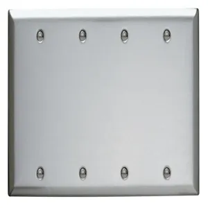 PASS AND SEYMOUR SS43 Blank Wall Plate, Box Mounted, 4 Gang, 302/304 Stainless Steel | CH4BFH