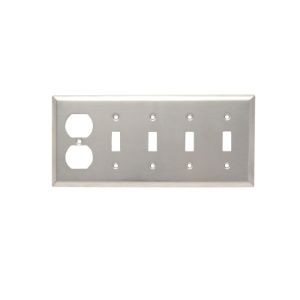 PASS AND SEYMOUR SS48 Combination Opening Wall Plate, Toggle Switch, Duplex Receptacle, 5 Gang | CH4BXX