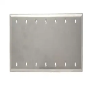 PASS AND SEYMOUR SS6013 Blank Wall Plate, Box Mounted, 7 Gang, 302/304 Stainless Steel | CH4BGJ