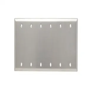 PASS AND SEYMOUR SS63 Blank Wall Plate, Box Mounted, 6 Gang, 302/304 Stainless Steel | CH4BGK