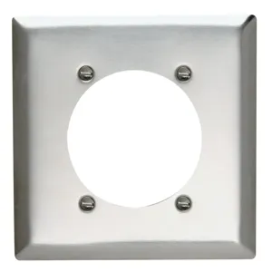 PASS AND SEYMOUR SS701 Wall Plate Receptacle Opening, 2 Gang, Stainless Steel | CH4HQX