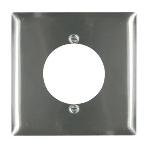 PASS AND SEYMOUR SS702 Wall Plate Receptacle Opening, 2 Gang, Stainless Steel | CH4HQV