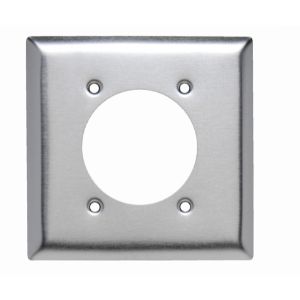 PASS AND SEYMOUR SS716 Wall Plate Receptacle Opening, 2 Gang, Stainless Steel | CH4HQY