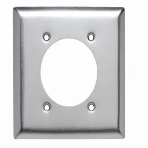 PASS AND SEYMOUR SS716 Wall Plate Receptacle Opening, 2 Gang, Stainless Steel | CH4HQY