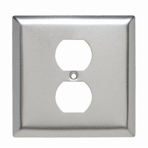 PASS AND SEYMOUR SS748 Center Opening Wall Plate, Duplex Receptacle, 2 Gang, 302/304 Stainless Steel | CH4MUC