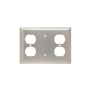 PASS AND SEYMOUR SS8148 Kombinations-Wandplatte mit Öffnung, 1 Duplex-Steckdose, 3-fach, Edelstahl | CH4BQR