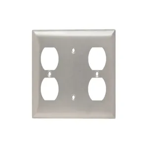 PASS AND SEYMOUR SS8148 Combination Opening Wall Plate, 1 Duplex Receptacle, 3 Gang, Stainless Steel | CH4BQR