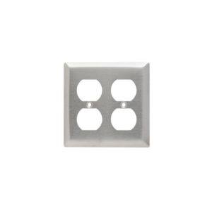 PASS AND SEYMOUR SS82 Wall Plate, Duplex Receptacle Opening, 2 Gang, 302/304 Stainless Steel | CH4CWH