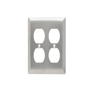 PASS AND SEYMOUR SS82 Wall Plate, Duplex Receptacle Opening, 2 Gang, 302/304 Stainless Steel | CH4CWH