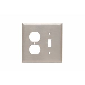 PASS AND SEYMOUR SSJ18 Combination Opening Wall Plate, 1 Toggle Switch And 1 Duplex Receptacle, 2 Gang | CH4BUH