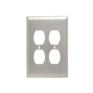 PASS AND SEYMOUR SSJ82 Wall Plate, Duplex Receptacle Opening, 2 Gang, 302/304 Stainless Steel | CH4CWG