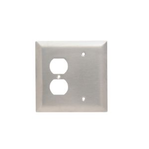 PASS AND SEYMOUR SSO138 Kombinations-Wandplatte mit Öffnung, 1 Blind- und 1 Duplex-Steckdose, 2-fach | CH4BNU