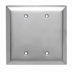 PASS AND SEYMOUR SSO23 Blank Wall Plate, Box Mounted, 2 Gang, 302/304 Stainless Steel | CH4BGV