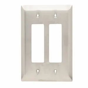 PASS AND SEYMOUR SSO262 Decorator Opening Wall Plate, 2 Gang, Stainless Steel | CH4CNN