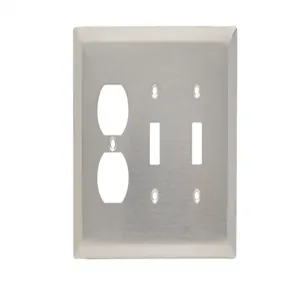 PASS AND SEYMOUR SSO28 Combination Opening Wall Plate, 2 Toggle Switch And 1 Duplex Receptacle, 3 Gang | CH4BWQ