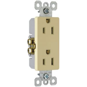 PASS AND SEYMOUR TM885-I150 Duplex Receptacle, 15A, 125V, With Pressure Plate Ivory, 150Pk | CH4MQK