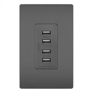 PASS AND SEYMOUR TM8USB4-BKCC6 Quad USB Charger, 1.69 Inch Width, Black | CH4JCM