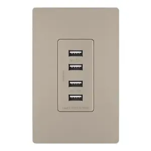 PASS AND SEYMOUR TM8USB4NICC6 Quad USB Charger, 1.69 Inch Width, Nickel | CH4JCP