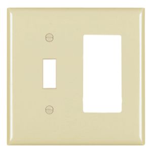 PASS AND SEYMOUR TP126 Kombinations-Wandplatte mit Öffnung, 1 Kippschalter und 1 Dekorator, 2-fach | CH4BTL