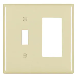 PASS AND SEYMOUR TP126-GRY Combination Opening Wall Plate, 1 Toggle Switch And 1 Decorator, 2 Gang | CH4BTQ