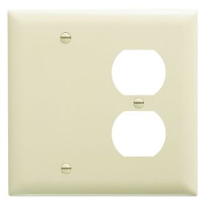 PASS AND SEYMOUR TP138-BK Combination Opening Wall Plate, Blank And Duplex Receptacle, 2 Gang, Black | CH4BNV