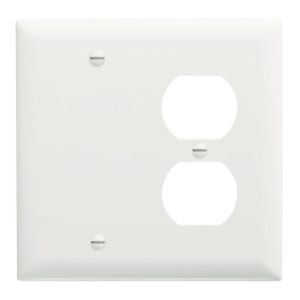 PASS AND SEYMOUR SP138-W Combination Opening Wall Plate, 1 Blank And 1 Duplex Receptacle, 2 Gang | CH4BPL