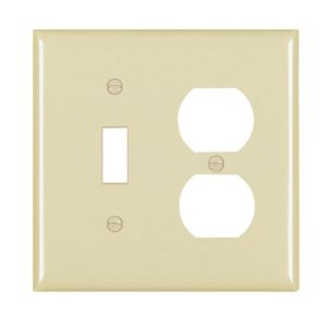 PASS AND SEYMOUR TP18-RED Kombinations-Wandplatte mit Öffnung, 1 Kippschalter und 1 Duplex-Steckdose, 2-fach | CH4BVC