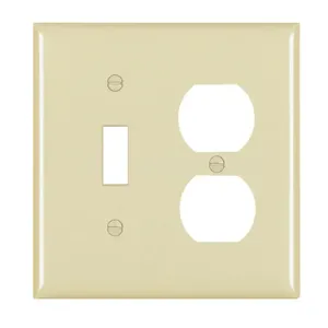 PASS AND SEYMOUR TP18-RED Combination Opening Wall Plate, 1 Toggle Switch And 1 Duplex Receptacle, 2 Gang | CH4BVC