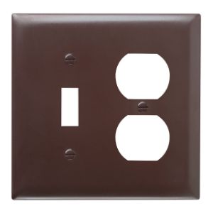 PASS AND SEYMOUR TP18 Combination Opening Wall Plate, 1 Toggle Switch And 1 Duplex Receptacle, 2 Gang | CH4BUN