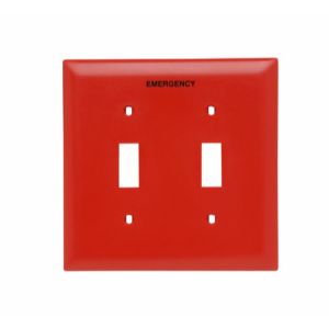 PASS AND SEYMOUR TP2-ERED Wall Plate, 2 Gang Toggle, Red | CH4GKZ