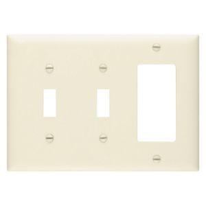 PASS AND SEYMOUR TP226-LA Kombinations-Wandplatte mit Öffnung, 2 Kippschalter und 1 Dekorator, 3-fach | CH4BWK