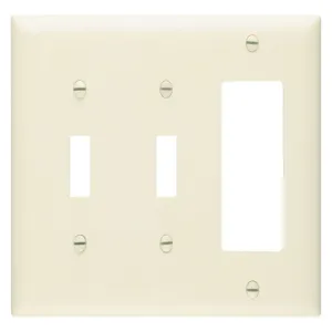 PASS AND SEYMOUR TP226-LA Combination Opening Wall Plate, 2 Toggle Switch And 1 Decorator, 3 Gang | CH4BWK