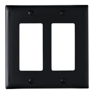 PASS AND SEYMOUR TP262-BK Wall Plate, 2 Gang, Thermoplastic, Black | CH4LQK