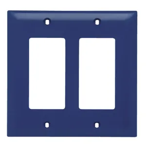 PASS AND SEYMOUR TP262-BL Wall Plate, 2 Gang, Thermoplastic, Blue | CH4LQL