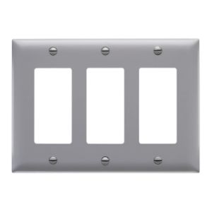 PASS AND SEYMOUR TP263-GRY Decorator Opening Wall Plate, 3 Gang, Gray | CH4CMX