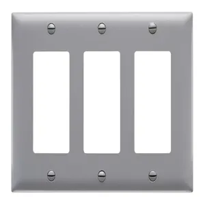 PASS AND SEYMOUR TP263-GRY Decorator Opening Wall Plate, 3 Gang, Gray | CH4CMX