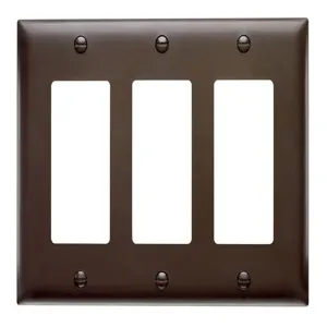 PASS AND SEYMOUR TP263 Decorator Opening Wall Plate, 3 Gang, Brown | CH4CMR