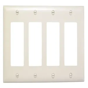 PASS AND SEYMOUR TP264 Decorator Opening Wall Plate, 4 Gang, Brown | CH4CJV